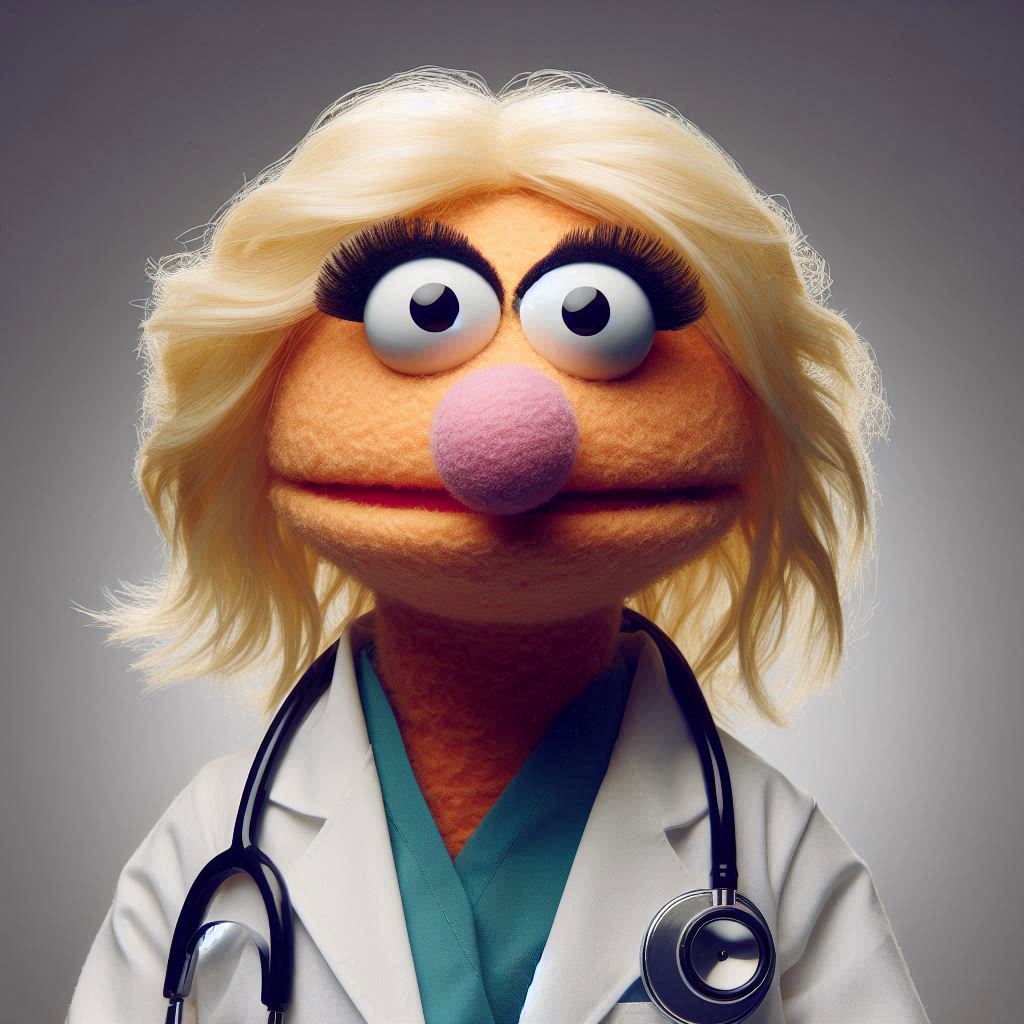 Muppet doctor giving an 'ok' hand sign.